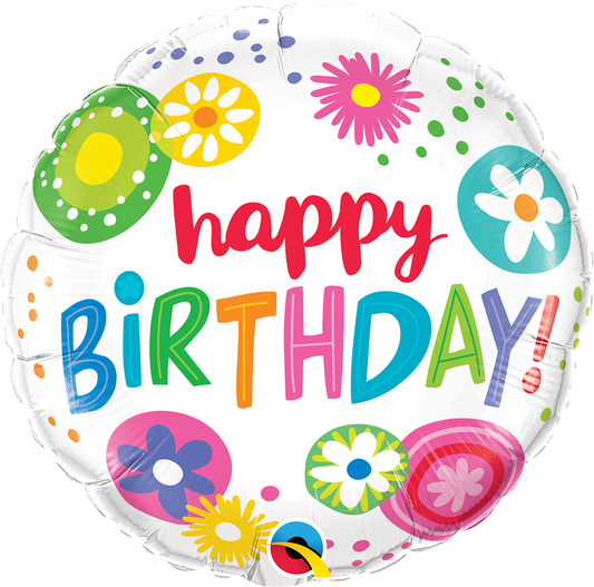Floral Circles Birthday Balloon - PartyFeverLtd