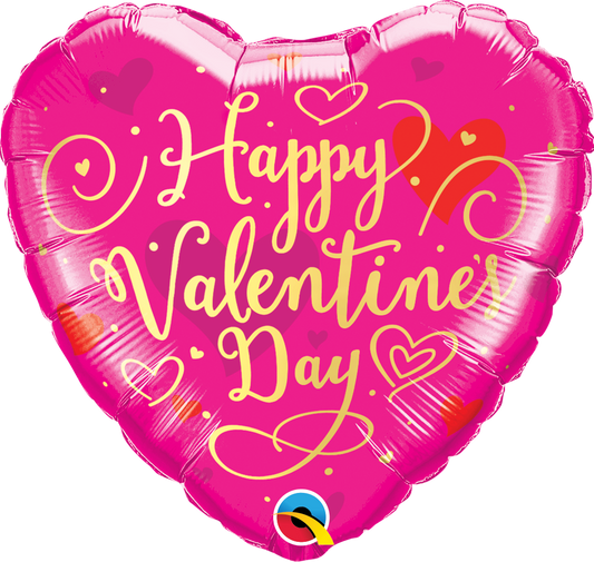 Pink Happy Valentine Script Balloon