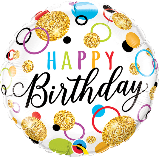 Glitter Dots Birthday Balloon - PartyFeverLtd