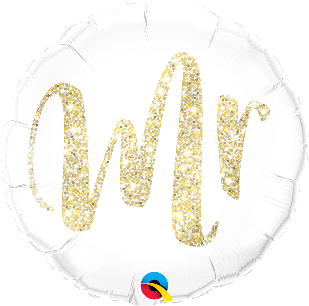 Gold Glitter Mr Balloon - PartyFeverLtd