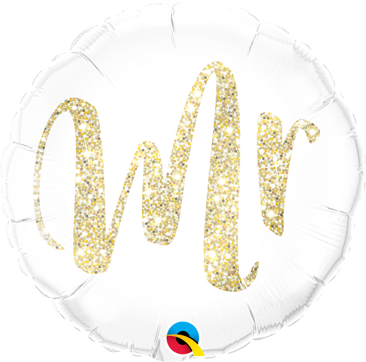 Gold Glitter Mr Balloon - PartyFeverLtd