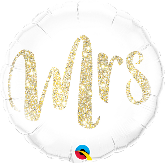 Gold Glitter Mrs Balloon - PartyFeverLtd