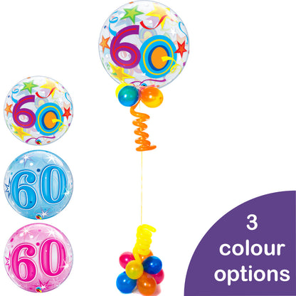 60th Birthday Bubble Balloon Bouquet - PartyFeverLtd