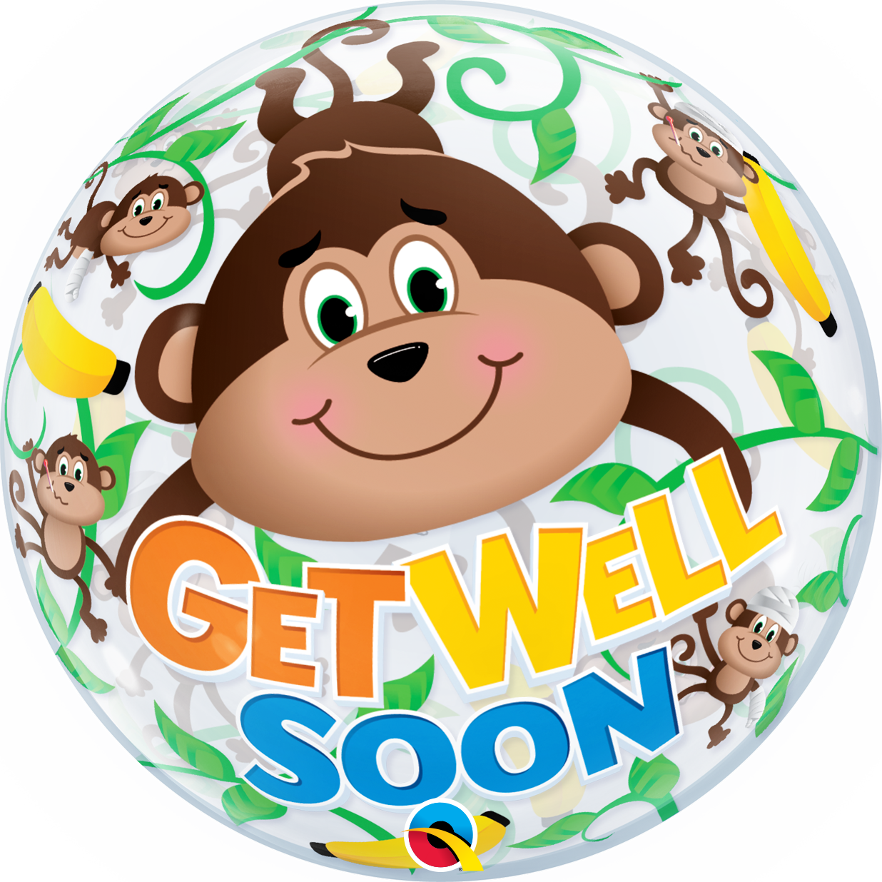 Get Well Monkey Bubble Balloon Bouquet