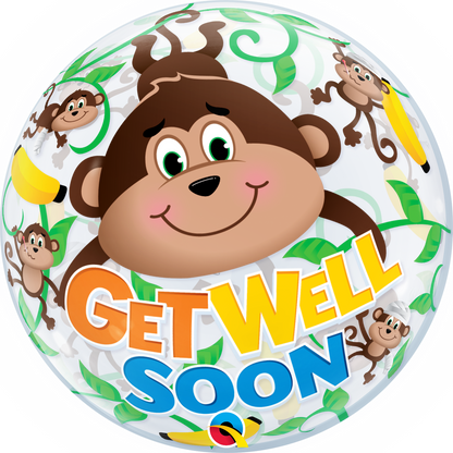 Get Well Monkey Bubble Balloon Bouquet