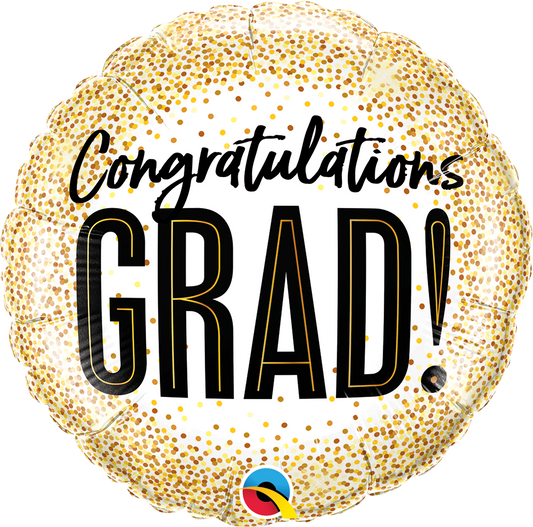 Congratulations Grad Gold Glitter Balloon - PartyFeverLtd