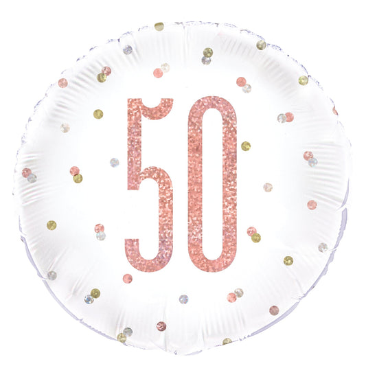 Glitz Rose Gold 50th Birthday Balloon