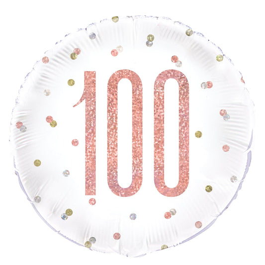 Glitz Rose Gold 100th Birthday Balloon