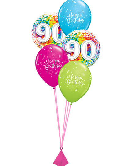 90th Rainbow Confetti Balloon - PartyFeverLtd