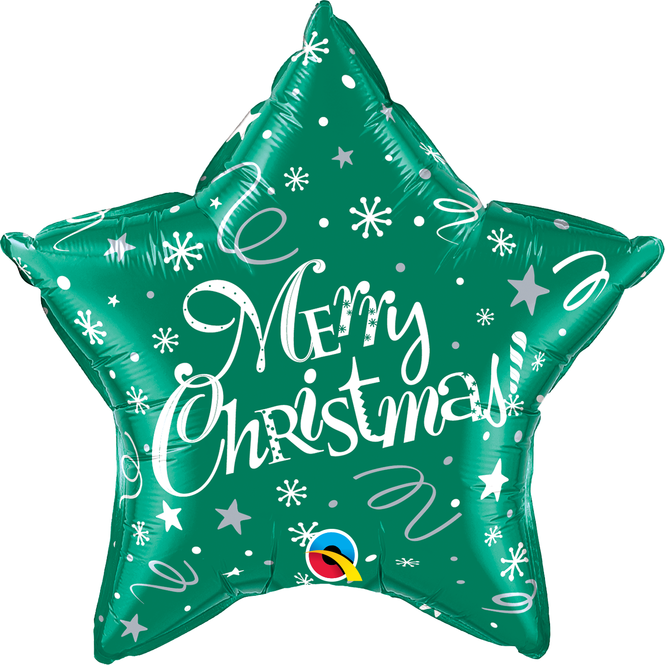 Merry Christmas Green Star Balloon