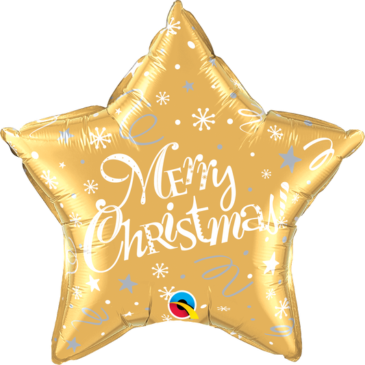 Merry Christmas Gold Star Balloon