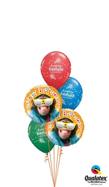 Party Chimp Birthday Balloon Bouquet - PartyFeverLtd