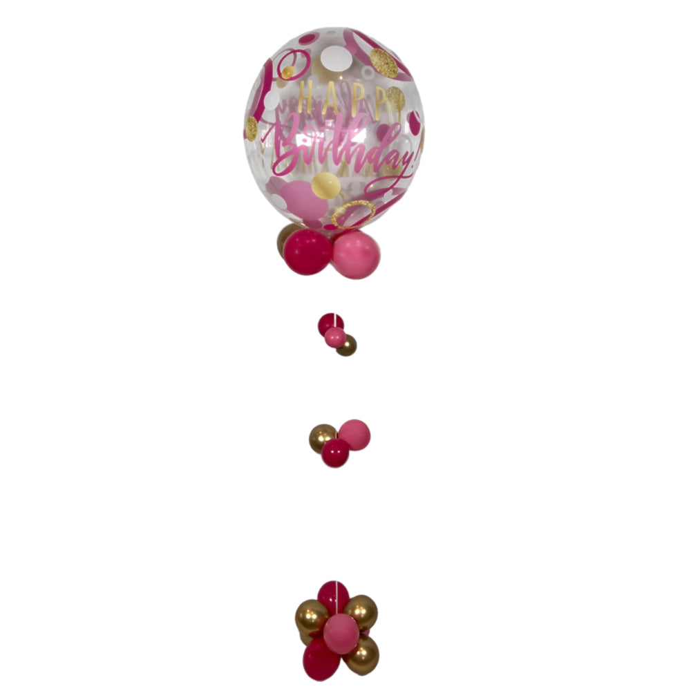 Birthday Pink & Gold Dots Bubble Balloon