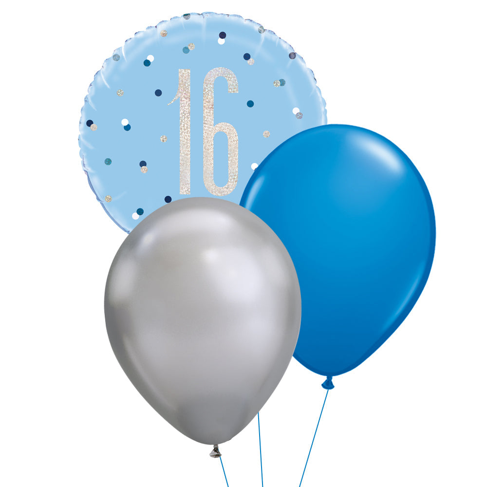 Glitz Blue 16th Birthday Balloon