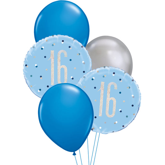 Glitz Blue 16th Birthday Balloon