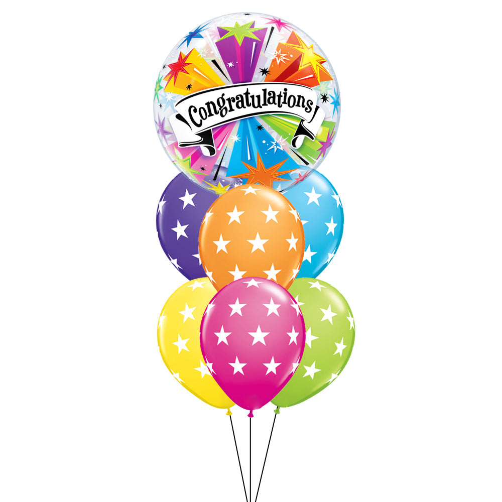 Congratulations Stars Bubble Balloon Bouquet