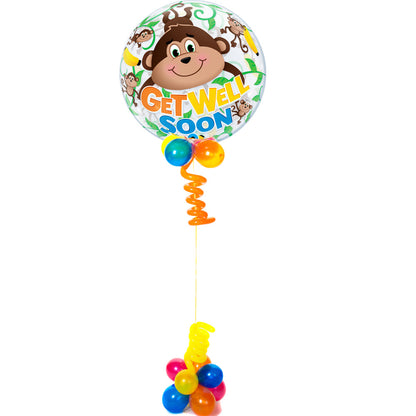 Get Well Monkey Bubble Balloon Bouquet - PartyFeverLtd