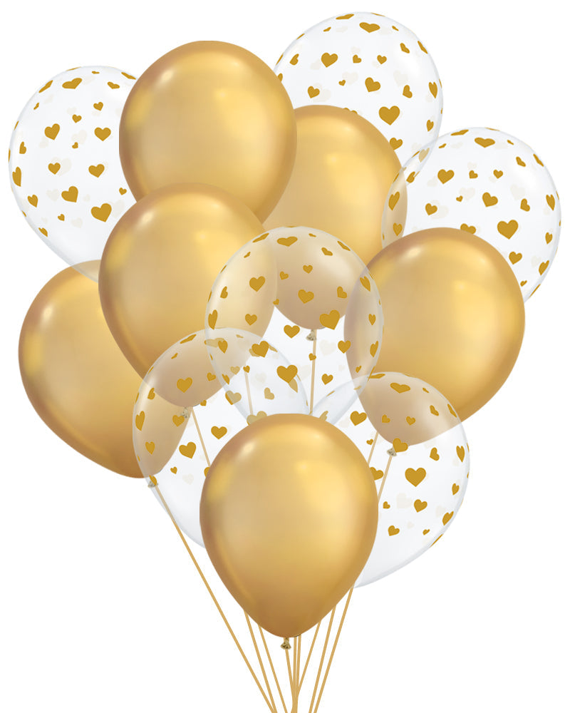 Golden Heart Balloons - PartyFeverLtd