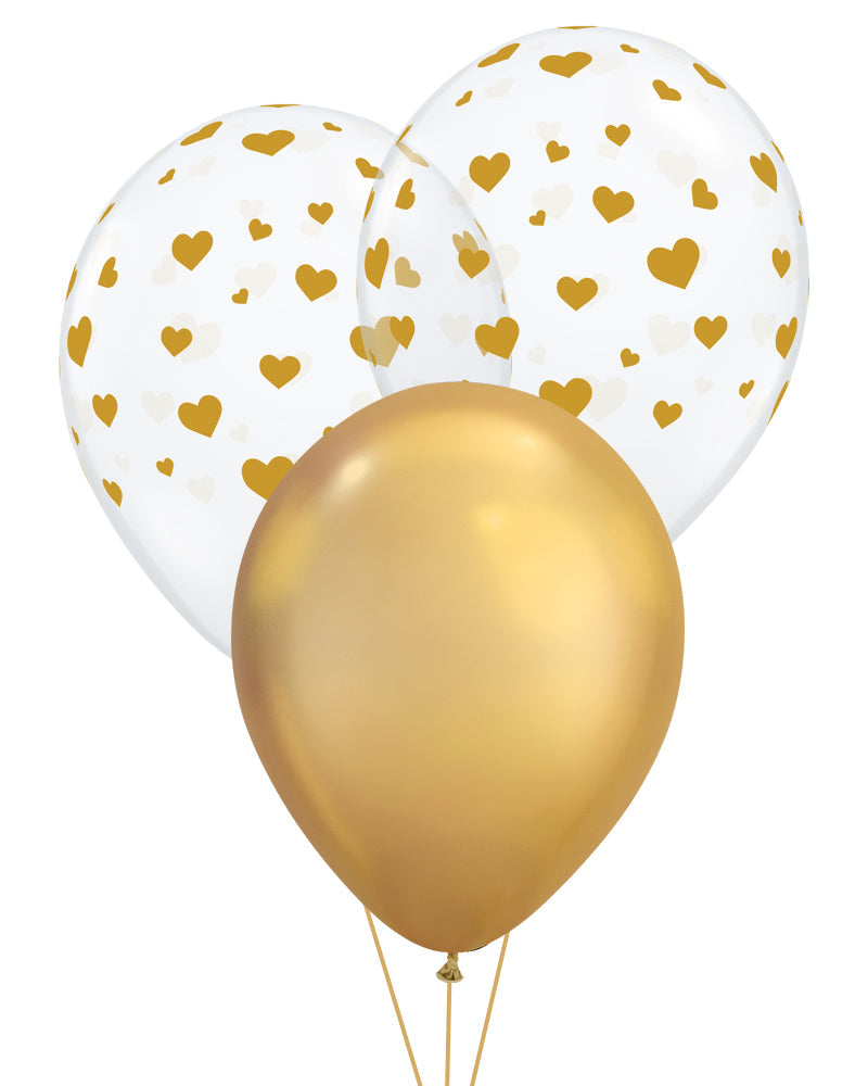 Golden Heart Balloons - PartyFeverLtd