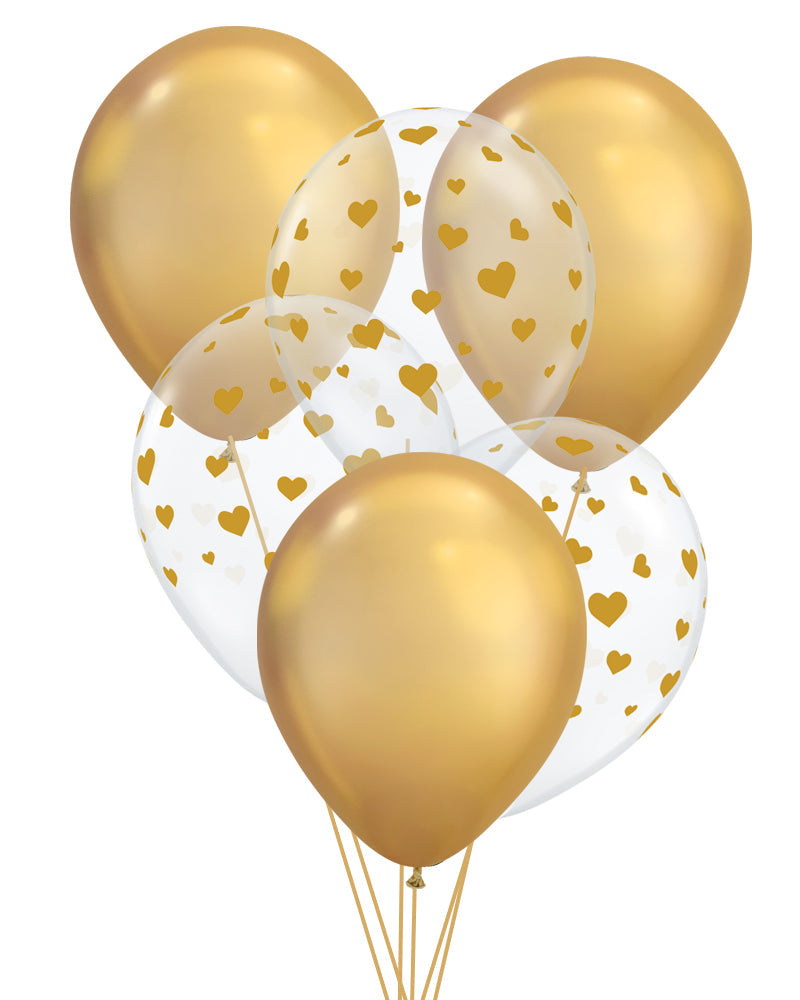 Golden Heart Balloons - PartyFeverLtd