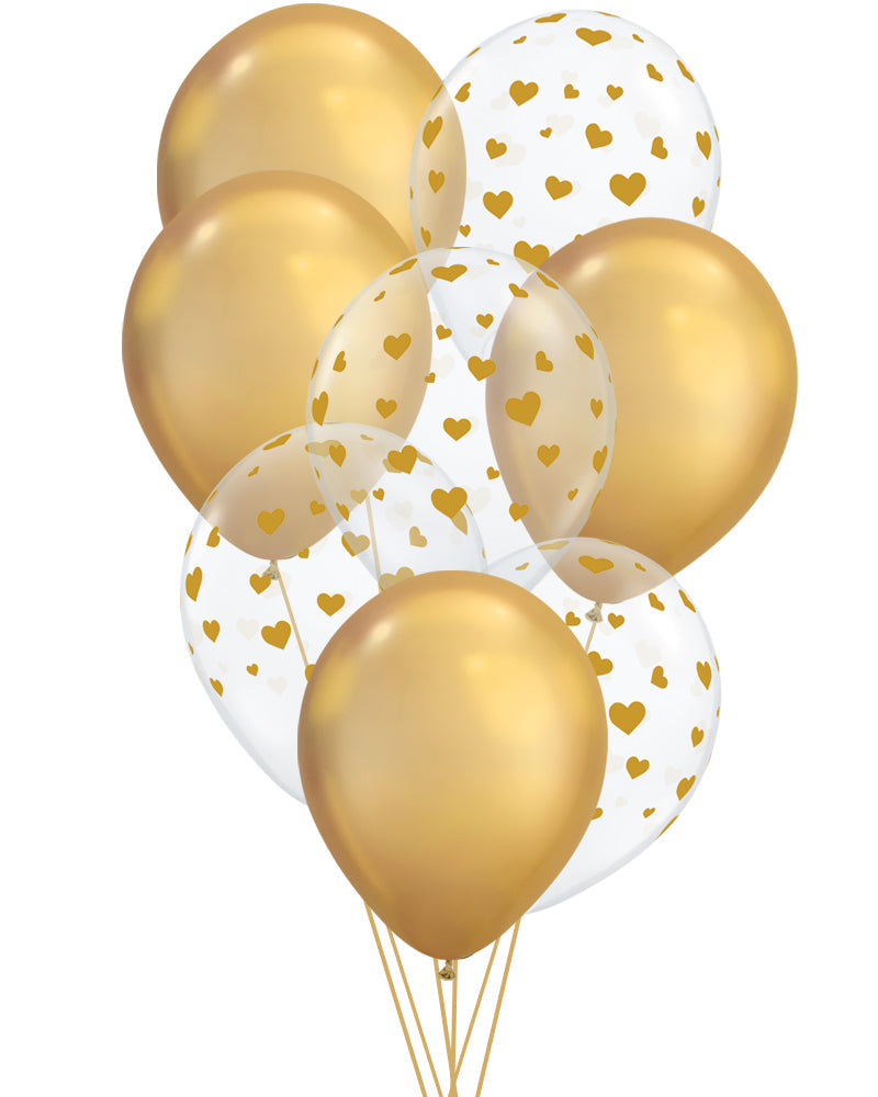 Golden Heart Balloons - PartyFeverLtd