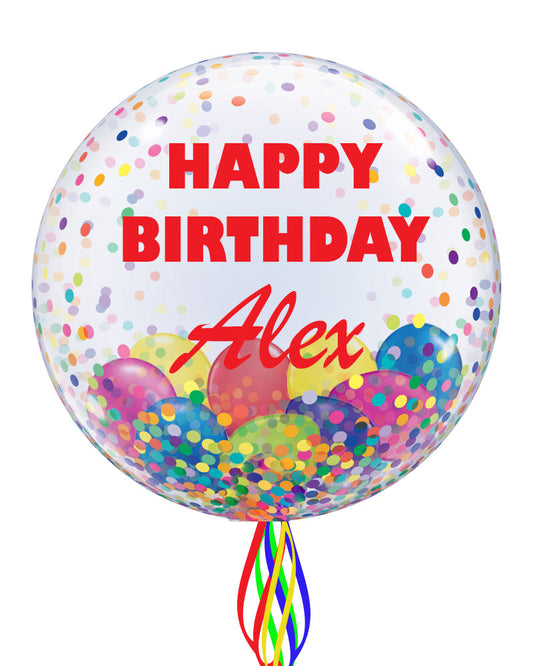 Rainbow Personalised Bubble Balloon - PartyFeverLtd