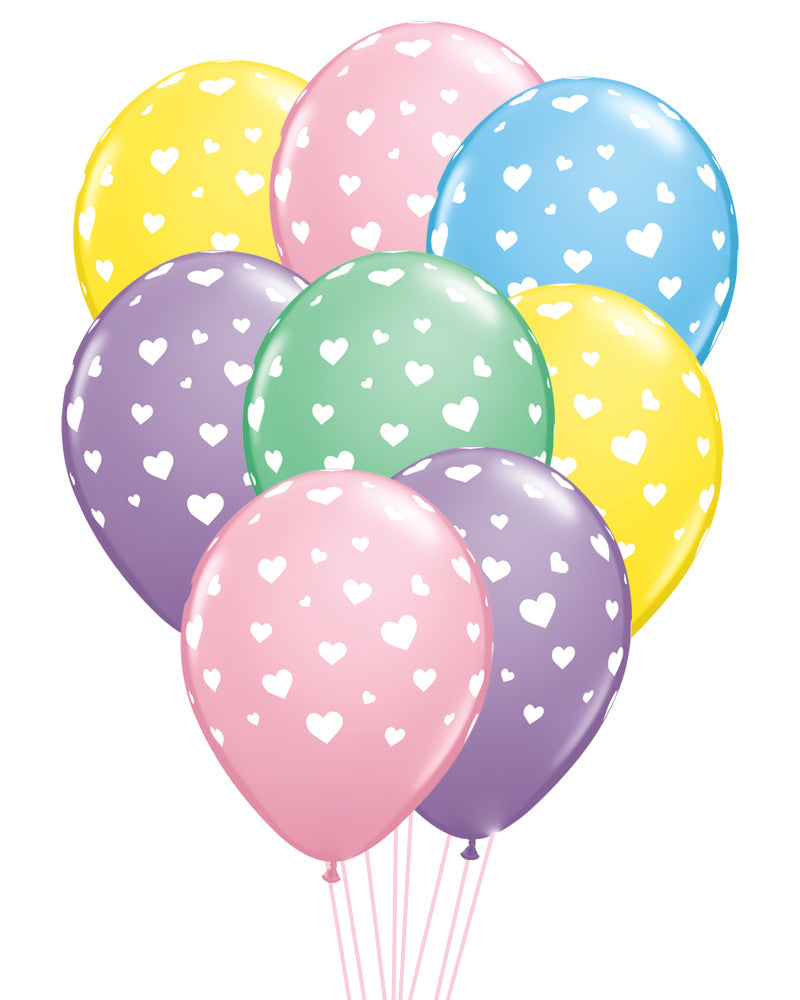 Pastel Heart Mix Balloons - PartyFeverLtd