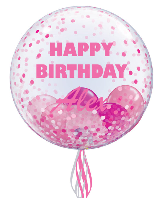 Pink Personalised Bubble Balloon - PartyFeverLtd