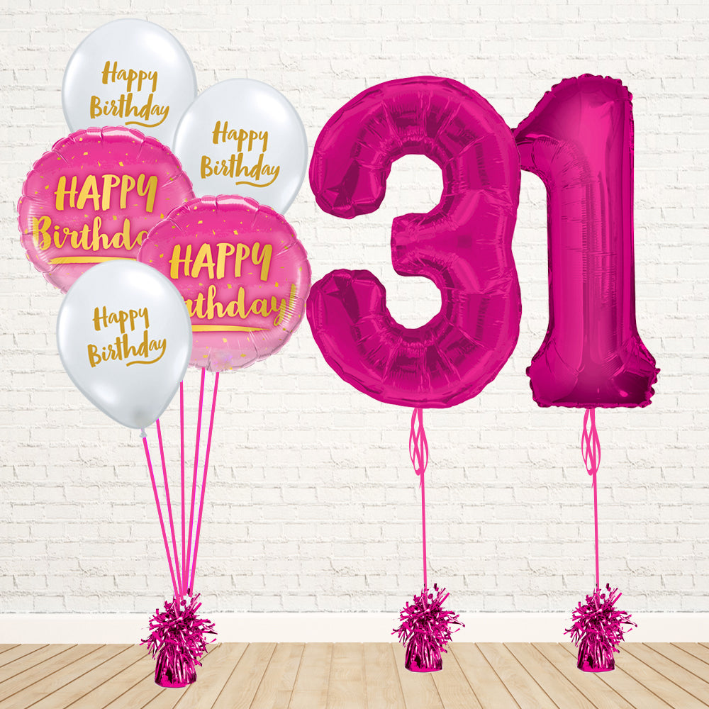 Hot Pink Number Birthday Package - PartyFeverLtd