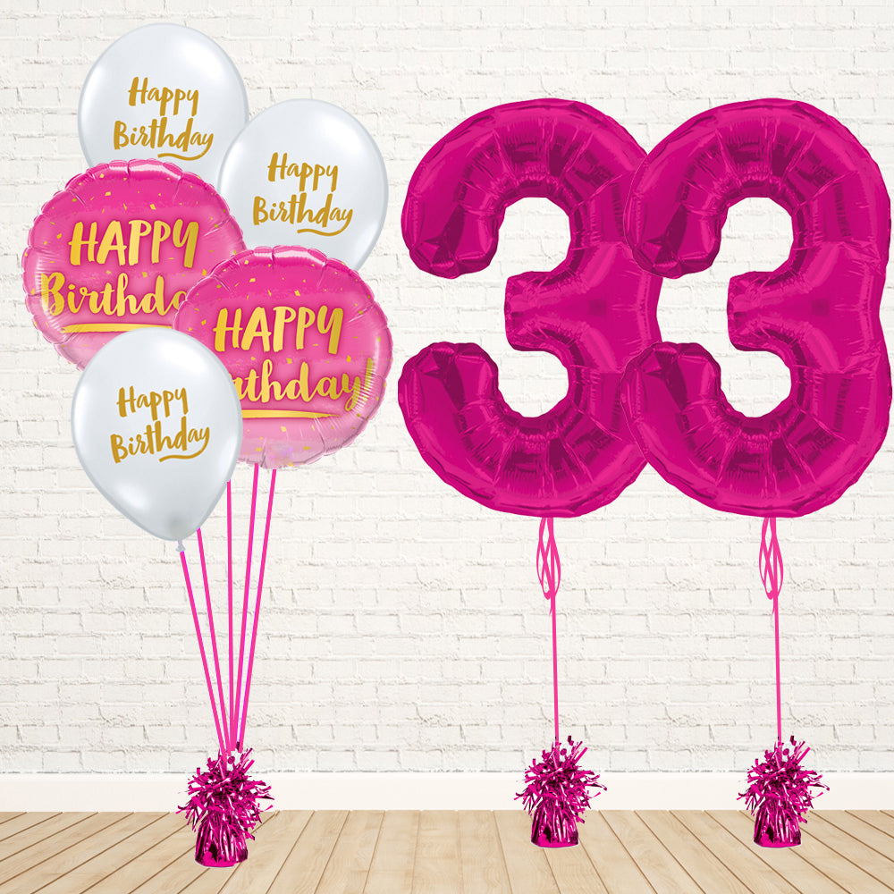 Hot Pink Number Birthday Package - PartyFeverLtd