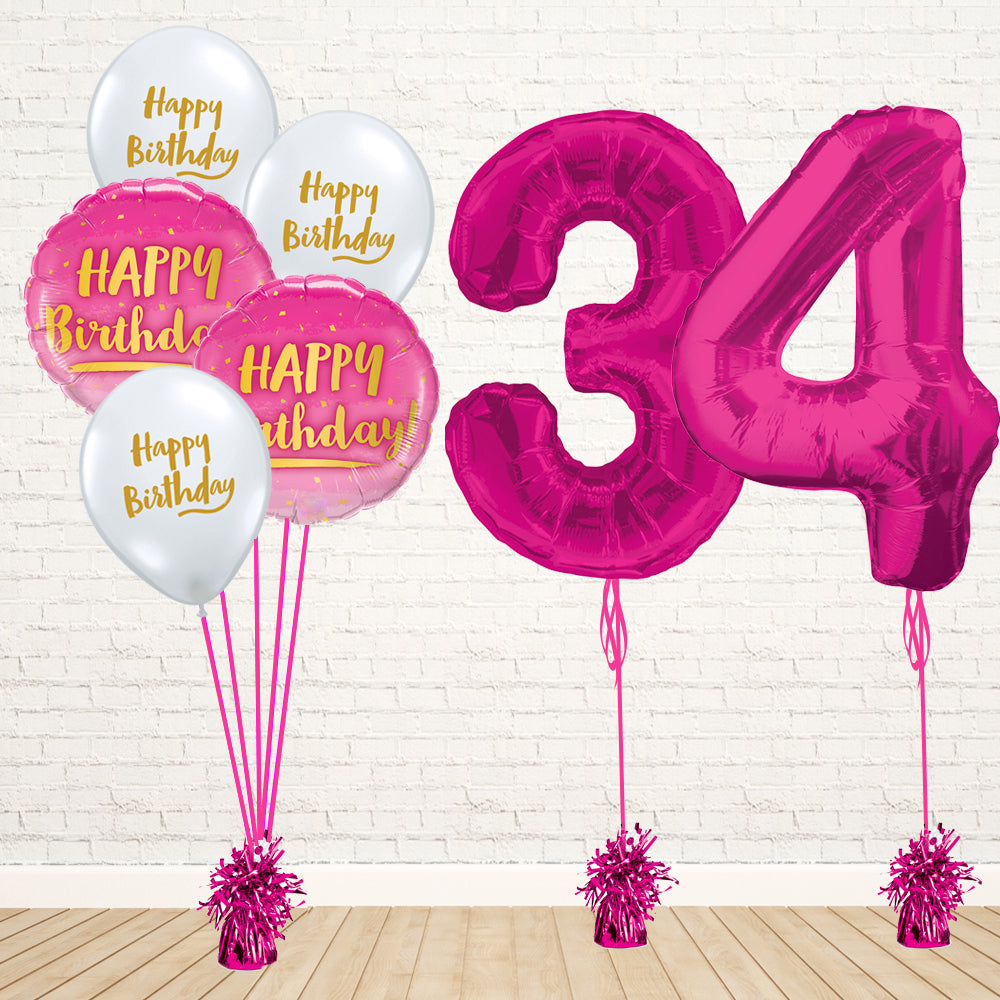 Hot Pink Number Birthday Package - PartyFeverLtd