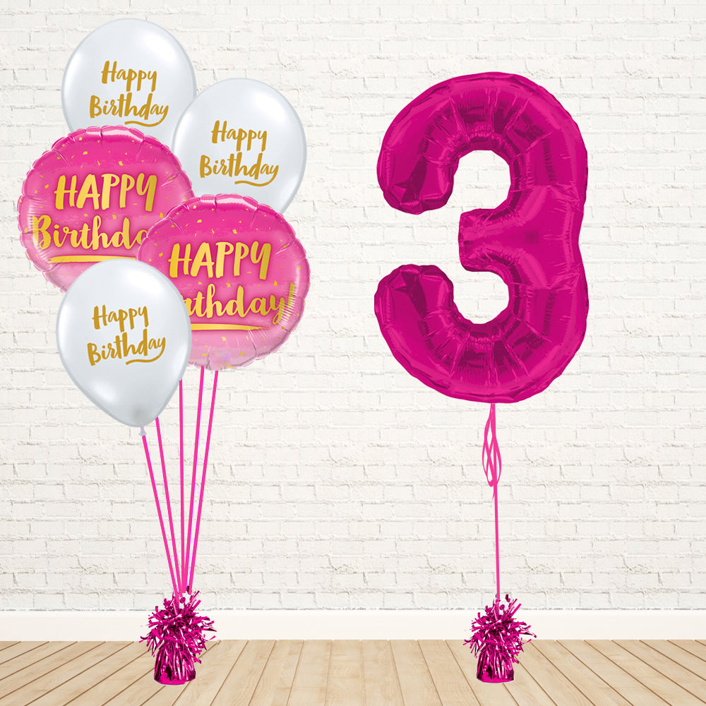 Hot Pink Number Birthday Package - PartyFeverLtd