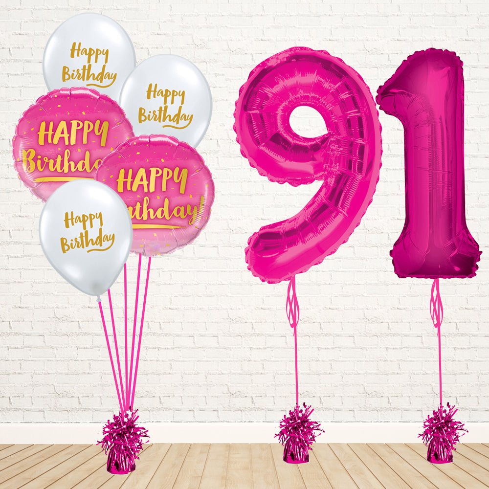 Hot Pink Number Birthday Package - PartyFeverLtd