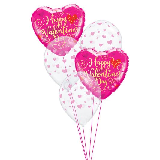 Valentine Pink & Gold Script Balloon Bouquet - PartyFeverLtd