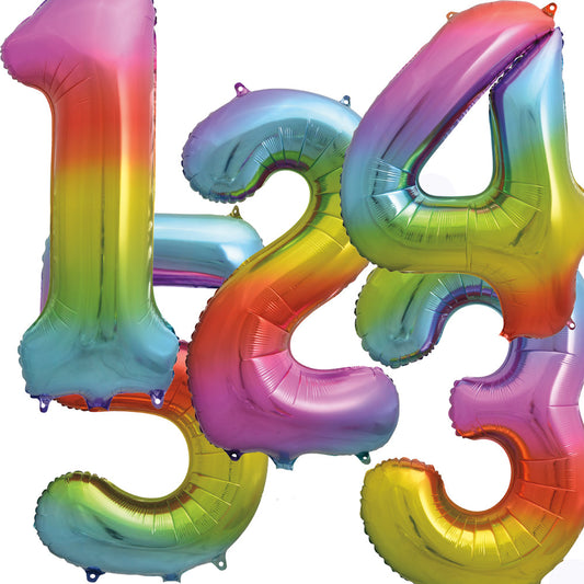 Giant Rainbow Number Balloon - PartyFeverLtd