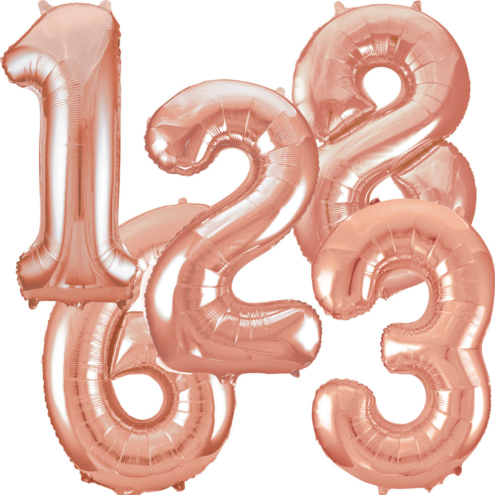 Giant Rose Gold Number Balloon - PartyFeverLtd