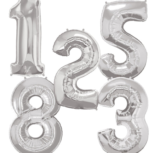 Giant Silver Number Balloon - PartyFeverLtd