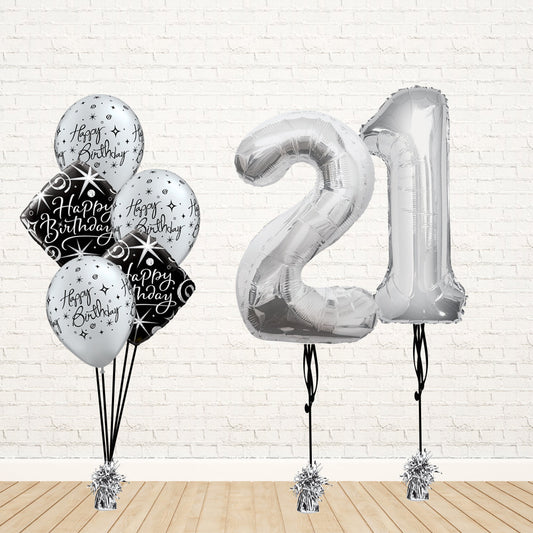 Silver Number Birthday Balloon Package 