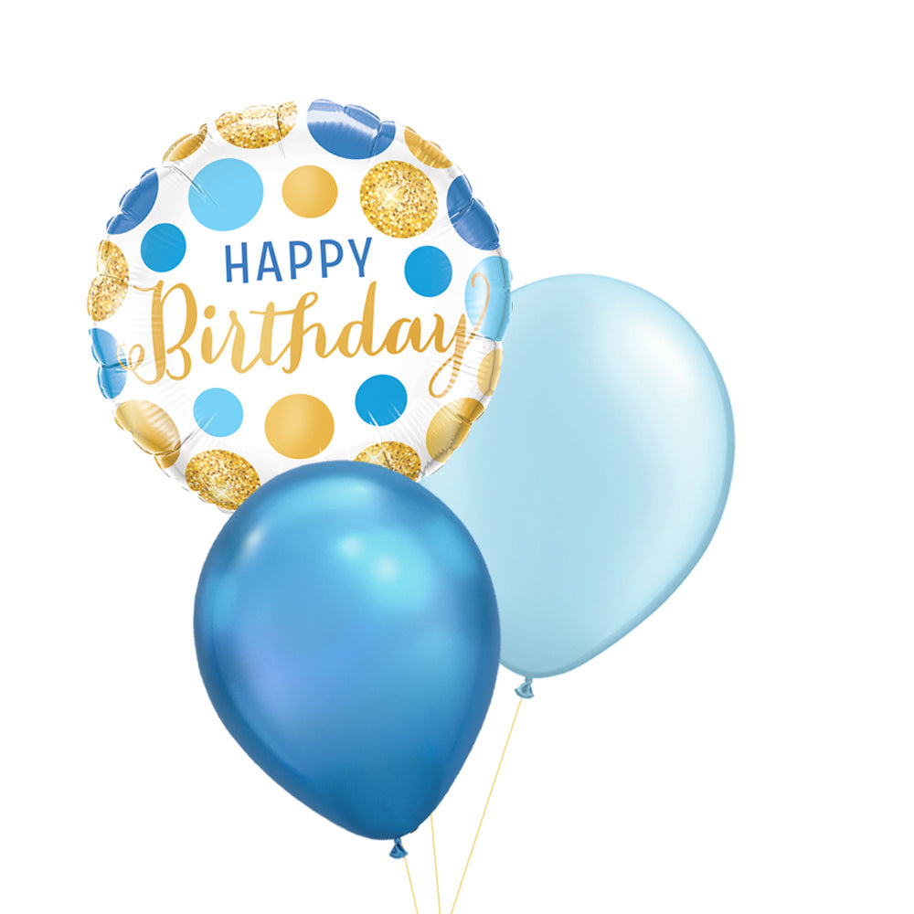 Happy Birthday Blue & Gold Dots Balloon