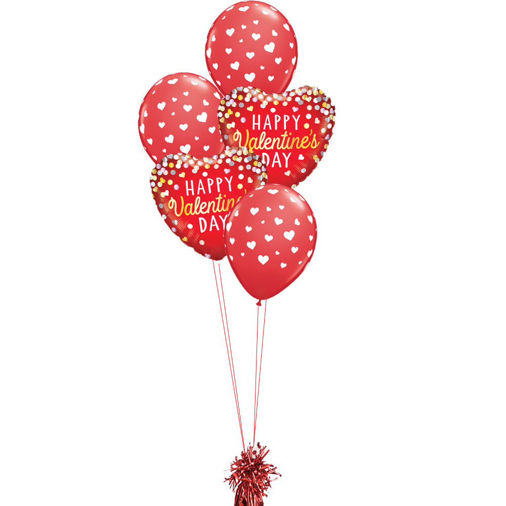 Red Confetti Hearts Balloon Bouquet