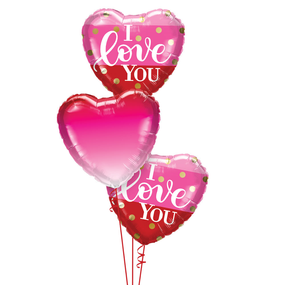 Pink Valentine Foil Balloon Trio - PartyFeverLtd