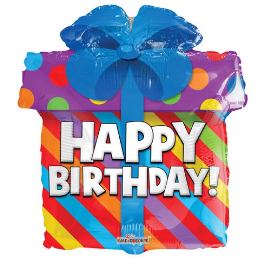 Bright Present Birthday Balloon - PartyFeverLtd