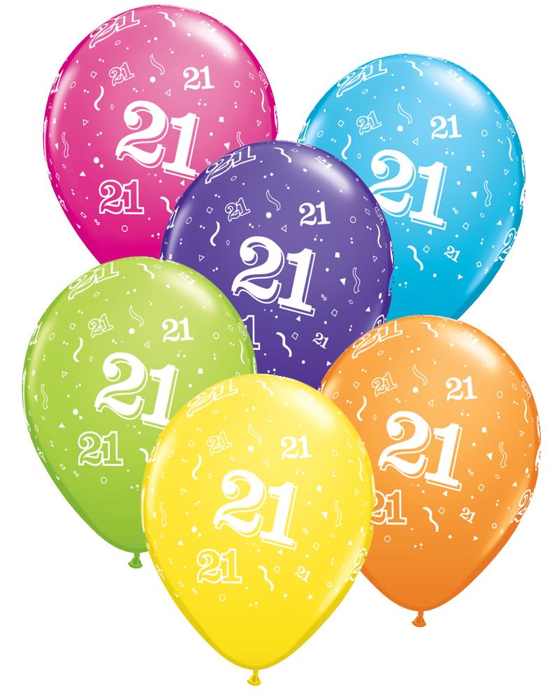 21st Birthday Balloons Pk6 - PartyFeverLtd