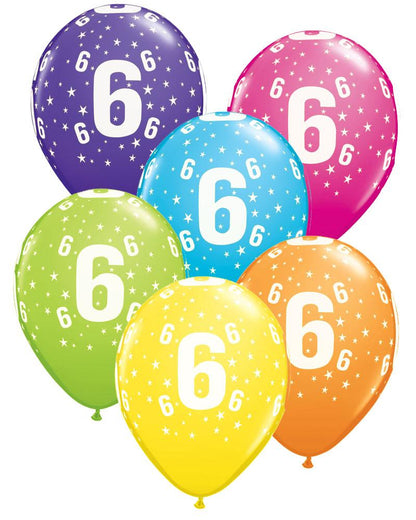 6th Birthday Balloons Pk6 - PartyFeverLtd