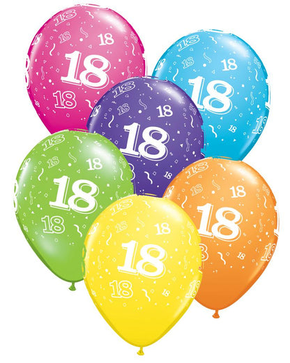 18th Birthday Balloons Pk6 - PartyFeverLtd