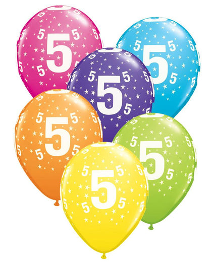 5th Birthday Balloons Pk6 - PartyFeverLtd