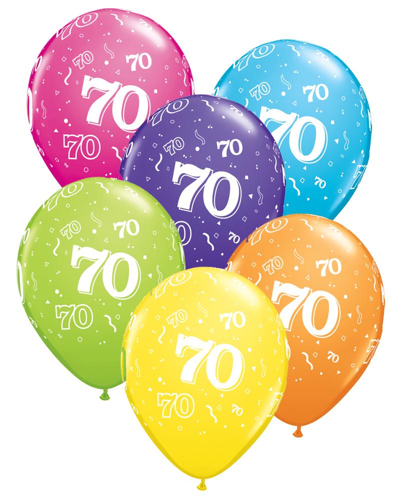 70th Birthday Balloons Pk6 - PartyFeverLtd