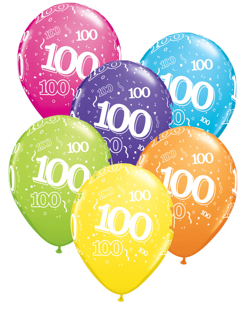 100th Birthday Balloons Pk6 - PartyFeverLtd