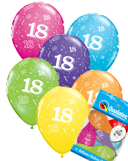 18th Birthday Balloons Pk6 - PartyFeverLtd