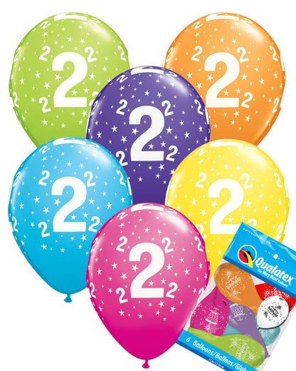 2nd Birthday Balloons Pk6 - PartyFeverLtd